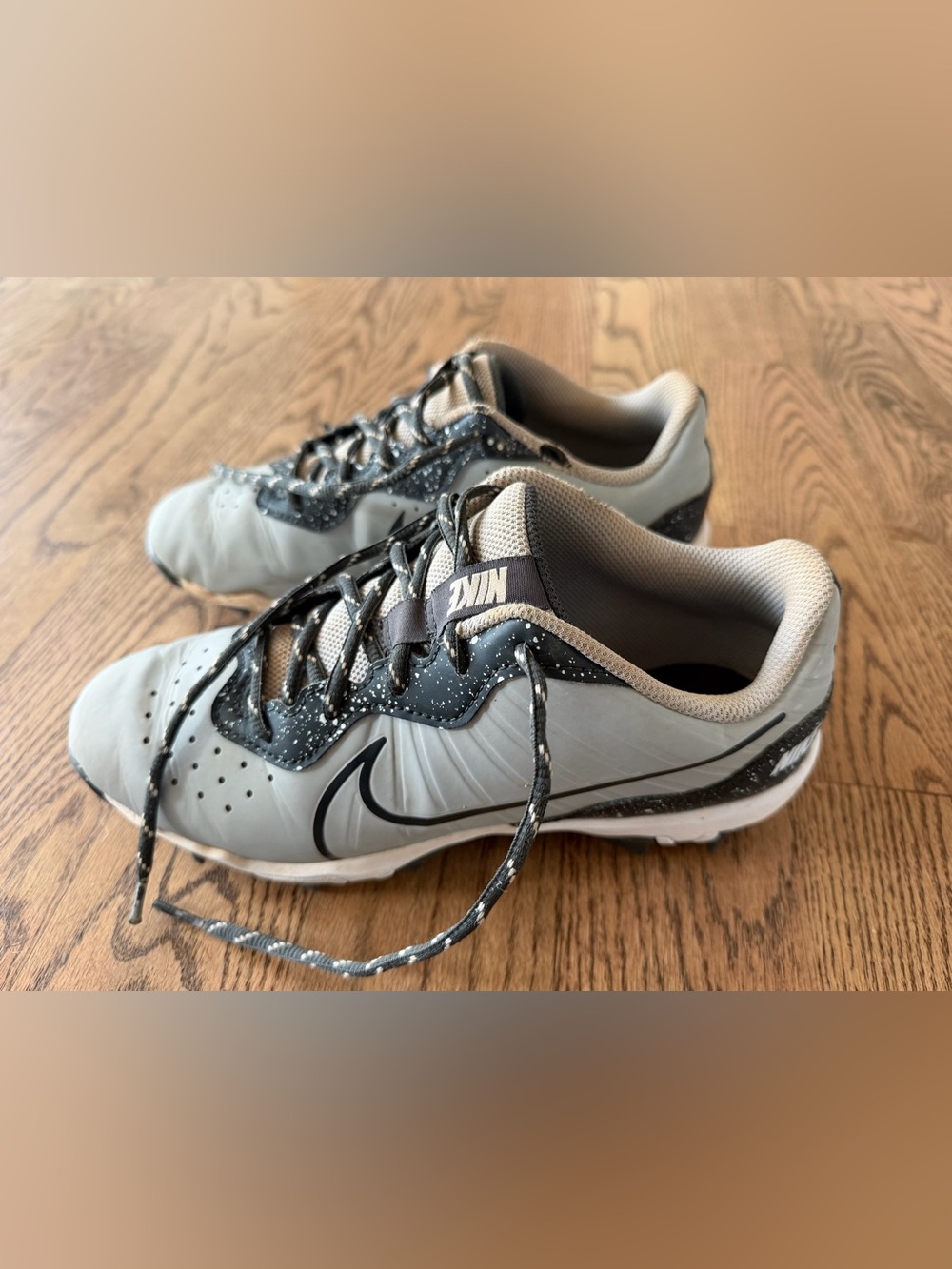 Nike Grey and Black Baseball Cleats